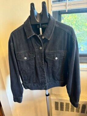 Topshop Moto denim jacket in washed black
